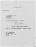 Appointment Letter from William P. Clements, Jr. to Jack Rains, January 9, 1989