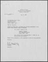 Appointment letter from Governor William P. Clements, Jr., to Secretary of State Jack Rains, May 31, 1989