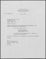 Appointment letter from Governor William P. Clements, Jr., to Secretary of State Jack Rains, May 31, 1989