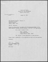 Appointment letter from William P. Clements, Jr., to Secretary of State, George Bayoud, August 29, 1989