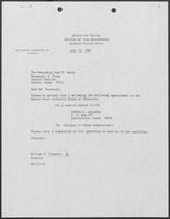 Appointment letter from Governor William P. Clements, Jr., to Secretary of State Jack Rains, July 31, 1987