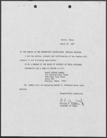 Appointment letter from Governor William P. Clements, Jr., to the Texas Senate, March 26, 1987