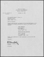 Appointment letter from Governor William P. Clements, Jr., to Secretary of State George Bayoud, November 20, 1989