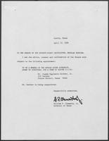 Appointment letter from Governor William P. Clements, Jr., to the Texas Senate, April 10, 1989