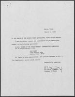 Appointment letter from Governor William P. Clements, Jr., to the Texas Senate, March 8, 1990