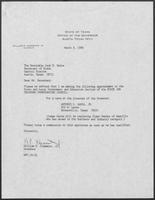 Appointment letter from Governor William P. Clements, Jr., to Secretary of State Jack Rains, March 8, 1989