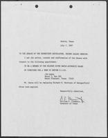 Appointment letter from William P. Clements, Jr., to the Texas Senate, July 7, 1987