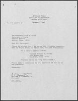 Appointment letter from William P. Clements to Secretary of State, Jack Rains, November 3, 1988