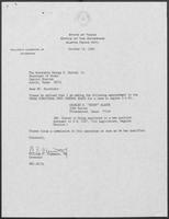 Appointment letter from William P. Clements to Secretary of State, George Bayoud, October 19, 1989