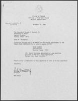 Appointment letter from William P. Clements to Secretary of State, George Bayoud, November 10, 1989
