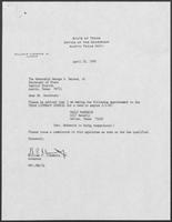 Appointment letter from Governor William P. Clements, Jr., to Secretary of State George Bayoud, April 25, 1990