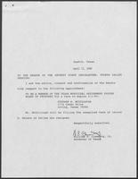 Appointment letter from William P. Clements to the Senate of the 71st Legislature, April 11, 1990