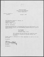 Appointment letter from William P. Clements to Secretary of State, George Bayoud, October 2, 1990