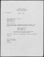 Appointment letter from William P. Clements to Secretary of State, George Bayoud, January 2, 1990
