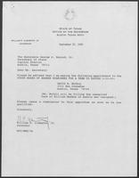 Appointment letter from William P. Clements to Secretary of State, George Bayoud, September 20, 1990