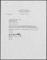 Appointment letter from William P. Clements to Secretary of State, Jack Rains, February 17, 1988