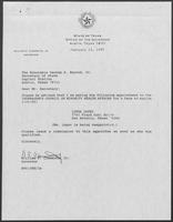 Appointment letter from Governor William P. Clements, Jr., to Secretary of State George Bayoud, February 12, 1990