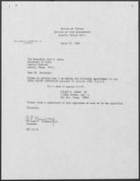 Appointment letter from William P. Clements, Jr., to Secretary of State Jack Rains, March 25, 1988