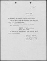 Appointment letter from Governor William P. Clements, Jr., to the Texas Senate, February 19, 1987