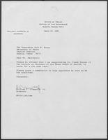 Appointment letter from Governor William P. Clements, Jr., to Secretary of State Jack Rains, March 29, 1989