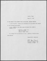 Appointment letter from Governor William P. Clements, Jr., to Texas Senate, March 22, 1989