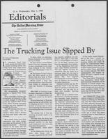 Newspaper clipping headlined, "The Trucking Issue Slipped By," May 7, 1986