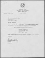 Appointment letter from William P. Clements, Jr. to Secretary of State, Jack Rains, November 16, 1987