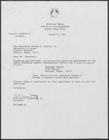Appointment letter from William P. Clements, Jr. to Secretary of State, George S. Bayoud, Jr., October 10, 1990