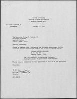 Appointment letter from William P. Clements, Jr. to Secretary of State, George S. Bayoud, Jr., January 15, 1990