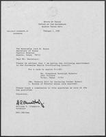 Appointment letter from William P. Clements, Jr. to Secretary of State, George S. Bayoud, Jr., February 1, 1989