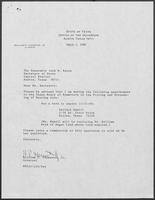 Appointment letter from William P. Clements, Jr. to Secretary of State, Jack Rains, March 1, 1988