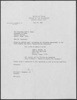 Appointment letter from William P. Clements, Jr. to Secretary of State, Jack Rains, July 30, 1987