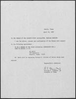 Appointment letter from William P. Clements, Jr. to the Senate, April 26, 1989