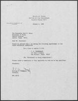 Appointment letter from William P. Clements, Jr. to Secretary of State, Jack Rains, January 6, 1989