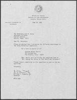 Appointment letter from William P. Clements, Jr. to Secretary of State, Jack Rains, June 18, 1987
