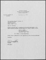 Appointment letter from William P. Clements, Jr. to Secretary of State, George S. Bayoud, Jr., February 12, 1990
