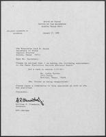 Appointment letter from William P. Clements, Jr. to Secretary of State, Jack Rains, January 27, 1989