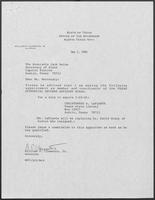 Appointment letter from William P. Clements, Jr. to Secretary of State, Jack Rains, May 2, 1988