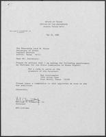 Appointment letter from William P. Clements, Jr. to Secretary of State, Jack Rains, May 16, 1988