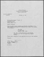 Appointment letter from William P. Clements, Jr. to Secretary of State, George S. Bayoud, Jr., February 16, 1990