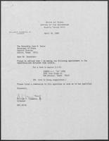 Appointment letter from William P. Clements, Jr. to Secretary of State, Jack Rains, April 26, 1989