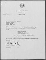 Appointment letter from William P. Clements, Jr. to Secretary of State, George S. Bayoud, Jr., March 30, 1990