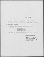 Appointment letter from William P. Clements, Jr. to the Senate, July 11, 1989