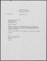 Appointment letter from William P. Clements, Jr. to Secretary of State, Jack Rains, October 28, 1987