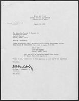 Appointment letter from William P. Clements, Jr. to Secretary of State, George S. Bayoud, Jr., August 24, 1989