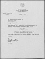 Appointment letter from William P. Clements to Secretary of State, George Bayoud, November 2, 1989