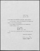 Appointment letter from William P. Clements to the Senate of the 70th Legislature, April 29, 1987