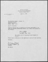 Appointment letter from William P. Clements to Secretary of State, George Bayoud, April 11, 1990