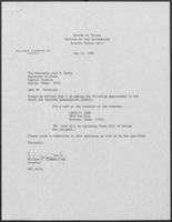 Appointment letter from William P. Clements to Secretary of State, Jack Rains, May 23, 1989