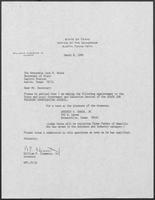 Appointment letter from William P. Clements to Secretary of State, Jack Rains, March 8, 1989